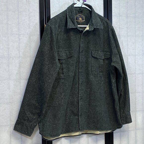 Freedom Foundry Brushed Cotton Flannel Shirt Jacket Black White Marled Button Up - Picture 3 of 12